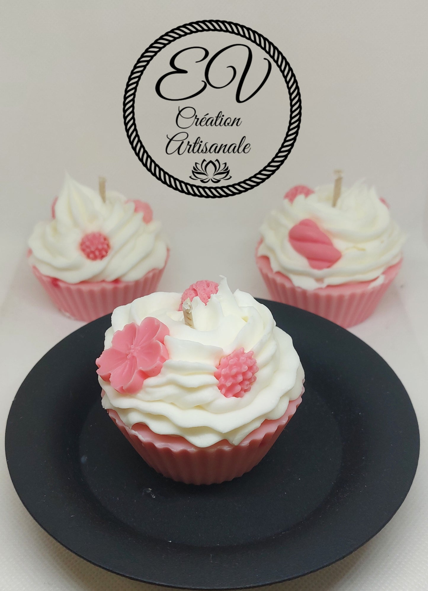 Bougie cupcake FRAISE DES BOIS