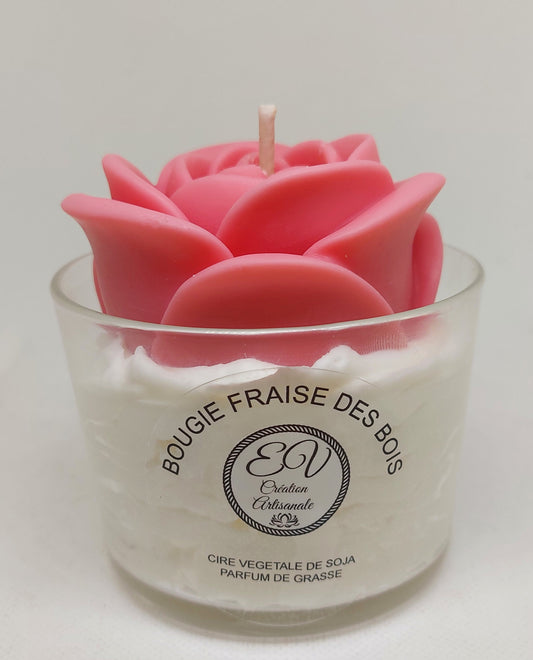 Bougie fraise des bois grande rose