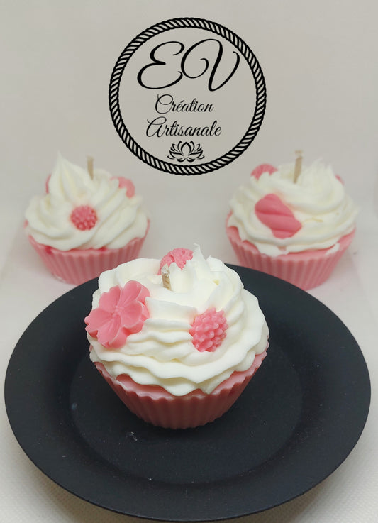 Bougie cupcake FRAISE DES BOIS