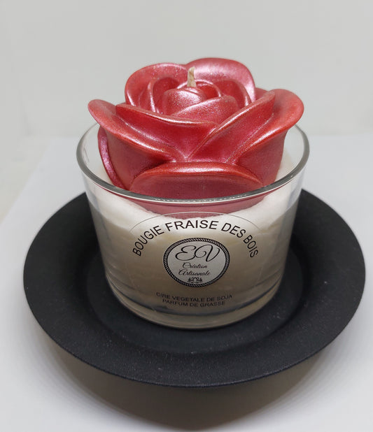 Bougie fraise des bois grande rose